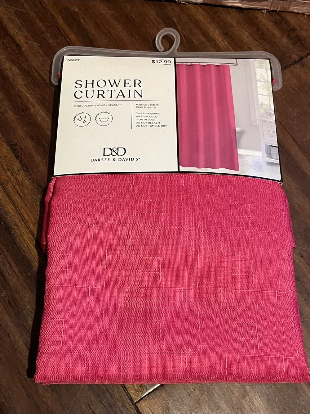 DARSEE & DAVID'S Pink Shower Curtain - Solid Textured Fabric